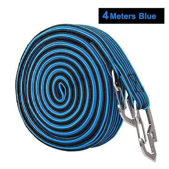 Planet Gates 4M Blue 2M/4M Cycling Tension Rope Carbon Steel Hook Bike Luggage Carrier Stretch Elastic Cord Roof Rack Strap Fixed Belt
