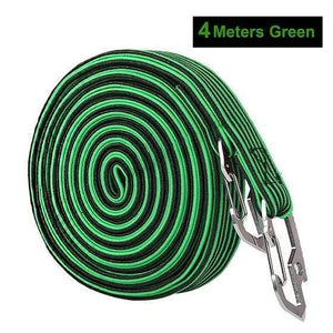 Planet Gates 4M Green 2M/4M Cycling Tension Rope Carbon Steel Hook Bike Luggage Carrier Stretch Elastic Cord Roof Rack Strap Fixed Belt