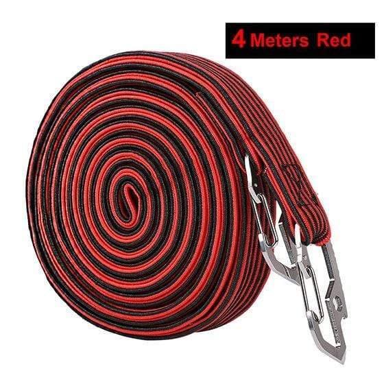 Planet Gates 4M Red 2M/4M Cycling Tension Rope Carbon Steel Hook Bike Luggage Carrier Stretch Elastic Cord Roof Rack Strap Fixed Belt