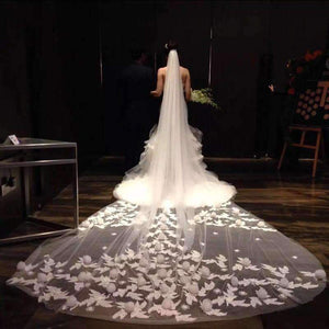 Planet Gates 4m White/Ivory Appliqued Mantilla velos de novia Wedding Veil Long With Comb Wedding Accessories TL6863