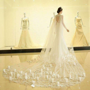 Planet Gates 4m White/Ivory Appliqued Mantilla velos de novia Wedding Veil Long With Comb Wedding Accessories TL6863