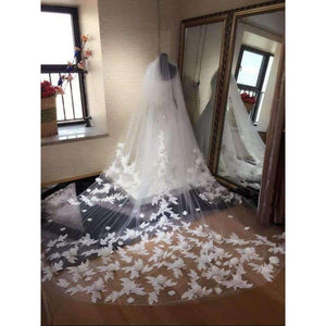 Planet Gates 4m White/Ivory Appliqued Mantilla velos de novia Wedding Veil Long With Comb Wedding Accessories TL6863