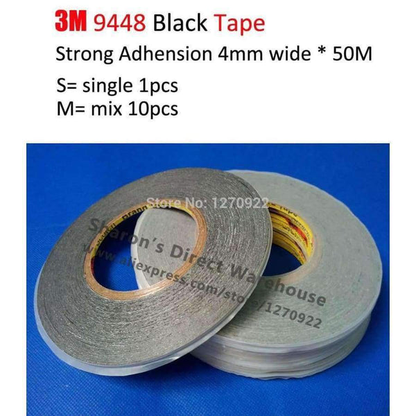 Planet Gates 4mm* 50M 3M 9448 Black/White Double Sided Glue Tape for Macbook Pro Screen Front Glass, Phone Touch LCD Screen Assemble