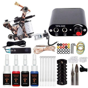 Planet Gates 4PC Inks Set2 Complete Tattoo Machine Set With Ink Power Supply Grips Tattoo Supplies Beginners Body Art Makeup Tattoo Kit Accessories Tools