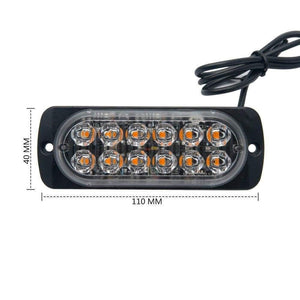 Planet Gates 4PCS 12V 24V 12 LED Super Bright Emergency Warning Caution Waterproof Amber Strobe Light Bar Flashing for Auto Car Truck SUV Van