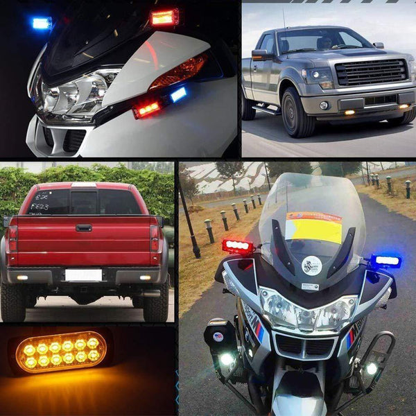 Planet Gates 4PCS 12V 24V 12 LED Super Bright Emergency Warning Caution Waterproof Amber Strobe Light Bar Flashing for Auto Car Truck SUV Van