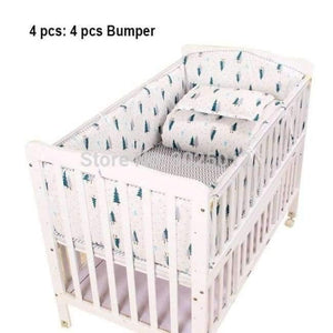 Planet Gates 4pcs 3pcs to 7 pcs Cotton Baby Bedding Set Green Tree Design Cotton Baby Bed Linens Baby Cot Bumper