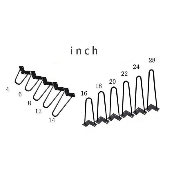 4Pcs 4-28inch Metal Hairpin Table Desk Leg Solid Iron Wire Support Leg For Sofa Cabinet Chairs DIY Handcrafts Furniture Hardware