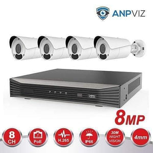 Planet Gates 4PCS 4K Bullet KIT / None HD 4K CCTV Camera System 8MP Outdoor Bullet IP Camera POE Home Security Video Surveillance Set IP66 P2P