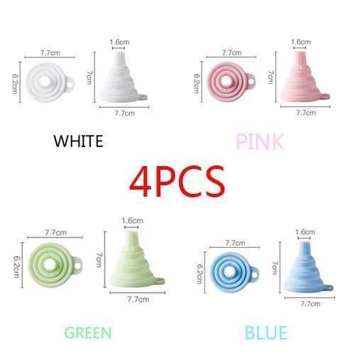4PCS Kitchen Home Portable Folding Funnels Telescopic Long Neck Funnel Creative Household Liquid Silicagel Funnel Kitchen Tools