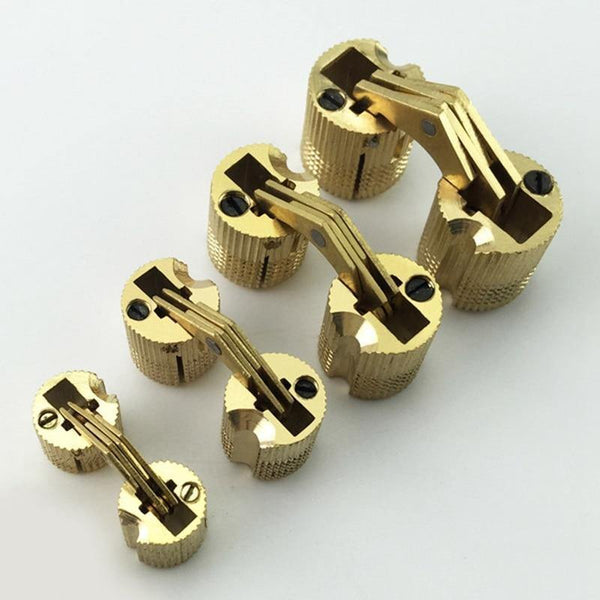 4PCS 8mm-16mm Copper Barrel Hinges Cylindrical Hidden Cabinet Concealed Invisible Brass Door Hinges For Furniture Hardware