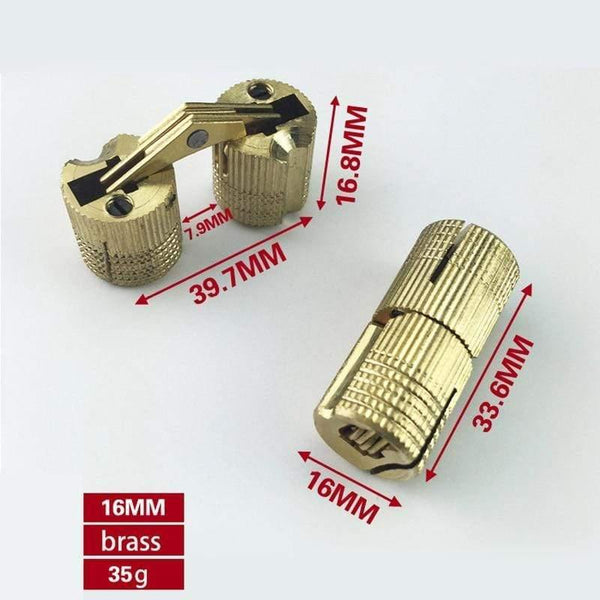 4PCS 8mm-16mm Copper Barrel Hinges Cylindrical Hidden Cabinet Concealed Invisible Brass Door Hinges For Furniture Hardware