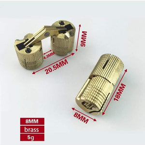 4PCS 8mm-16mm Copper Barrel Hinges Cylindrical Hidden Cabinet Concealed Invisible Brass Door Hinges For Furniture Hardware