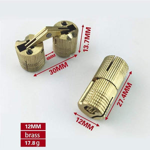 4PCS 8mm-16mm Copper Barrel Hinges Cylindrical Hidden Cabinet Concealed Invisible Brass Door Hinges For Furniture Hardware