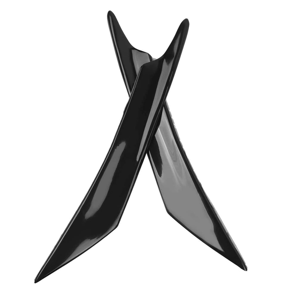 Planet Gates 4pcs Black Front Bumper Lip Splitter Fin Air trim Auto Body Side Wing Spoiler For Car Front Bumper Canards Splitters Universal