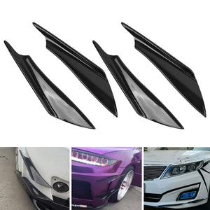 Planet Gates 4pcs Black Front Bumper Lip Splitter Fin Air trim Auto Body Side Wing Spoiler For Car Front Bumper Canards Splitters Universal