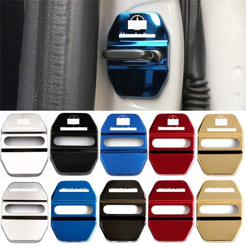 Planet Gates 4pcs Car Door Lock Protective Cover Universal for Mercedes Benz 90% Model AMG 304 Stainless Steel Door Lock Cap Decoration Cover