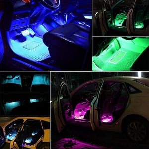 Planet Gates 4pcs Car RGB LED Strip Interior Light Multicolor Music Atmosphere Sound Active Function LED Strip LED Lighting with USB Port