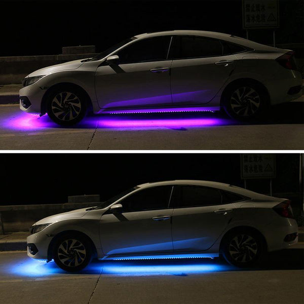 Planet Gates 4pcs Car Underglow Flexible Strips LED Remote /APP Control RGB Decorative Atmosphere Lamp Underglow Underbody System Neon Lights