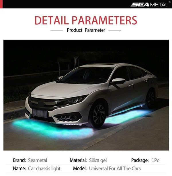 Planet Gates 4pcs Car Underglow Flexible Strips LED Remote /APP Control RGB Decorative Atmosphere Lamp Underglow Underbody System Neon Lights