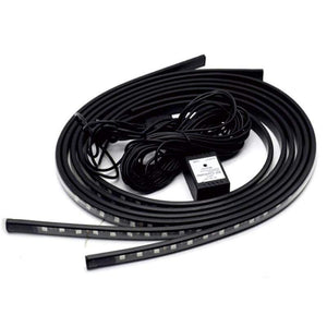 Planet Gates 4pcs Car Underglow Flexible Strips LED Remote /APP Control RGB Decorative Atmosphere Lamp Underglow Underbody System Neon Lights