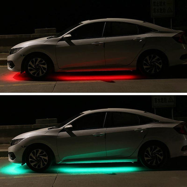 Planet Gates 4pcs Car Underglow Flexible Strips LED Remote /APP Control RGB Decorative Atmosphere Lamp Underglow Underbody System Neon Lights
