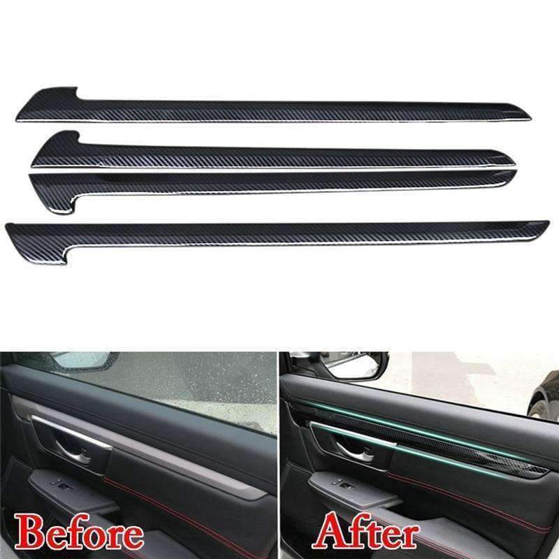 Planet Gates 4pcs Carbon Fiber Style ABS Car Inner Door Side Strip Molding Trim Fit for 2017 Honda CRV Car Interior Accessories Styling