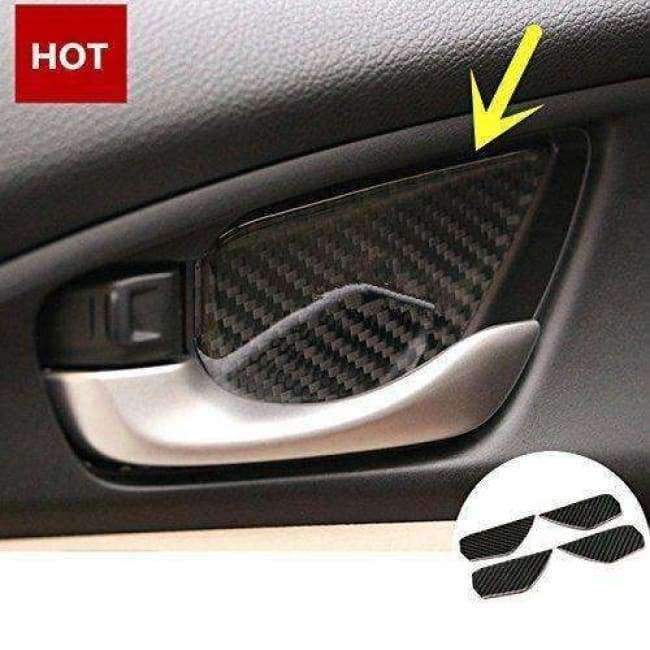 Planet Gates 4PCS Carbon Fiber Style Car Inner Door Handle Bowl Cover Trim For Honda Civic Si 2017-2018 Car Interior Accessories Styling