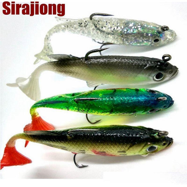 Planet Gates 4pcs Fishing Lures Sea Fishing Tackle Soft Bait Lead Fishing 8cm/14g Artificial Bait Jig Wobblers Rubber Silicon Lure