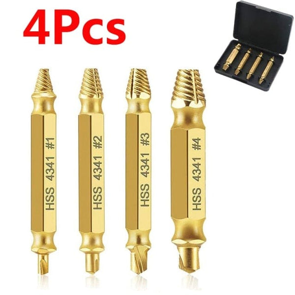 Planet Gates 4Pcs Gold With box 4/5/6 PCS Damaged Screw Extractor Drill Bit Set Stripped Broken Screw Bolt Remover Extractor Easily Take Out Demolition Tools