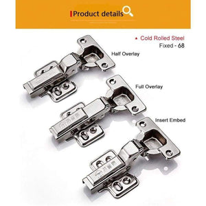 Planet Gates 4pcs Hinge Cold Rolled Steel Cabinet Hinges Kitchen Cabinets Door Damping hydraulic Buffer Fixed Types Furniture Hardware Hinges