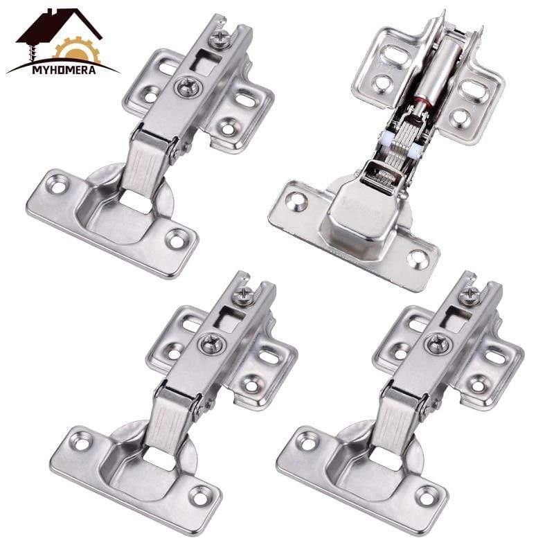 4Pcs Hinge Stainless Steel Hydraulic Cabinet Door Hinges Damper Buffer Soft Close Kitchen Cupboard Furniture Full/Embed