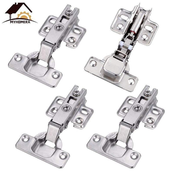 4Pcs Hinge Stainless Steel Hydraulic Cabinet Door Hinges Damper Buffer Soft Close Kitchen Cupboard Furniture Full/Embed
