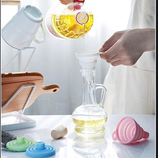 4PCS Kitchen Home Portable Folding Funnels Telescopic Long Neck Funnel Creative Household Liquid Silicagel Funnel Kitchen Tools