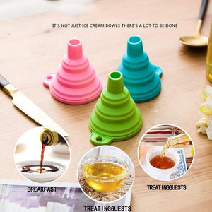 4PCS Kitchen Home Portable Folding Funnels Telescopic Long Neck Funnel Creative Household Liquid Silicagel Funnel Kitchen Tools