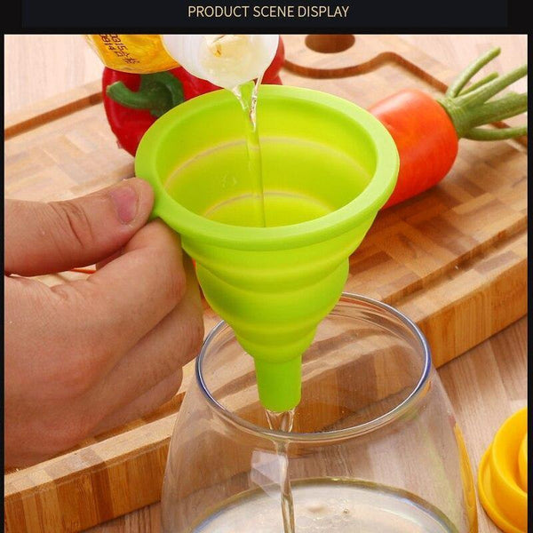 4PCS Kitchen Home Portable Folding Funnels Telescopic Long Neck Funnel Creative Household Liquid Silicagel Funnel Kitchen Tools