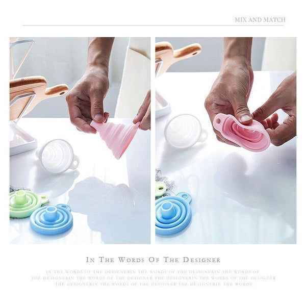 4PCS Kitchen Home Portable Folding Funnels Telescopic Long Neck Funnel Creative Household Liquid Silicagel Funnel Kitchen Tools