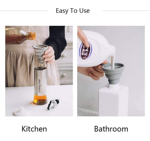 4PCS Kitchen Home Portable Folding Funnels Telescopic Long Neck Funnel Creative Household Liquid Silicagel Funnel Kitchen Tools