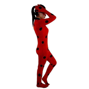 Planet Gates 4Pcs LadyBug Costume / S Fantasia Spandex Ladybug Miraculous Costumes kids Adult cosplay party bag girls children lady bug Zentai Suit halloween costume