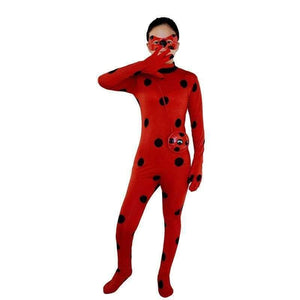 Planet Gates 4Pcs LadyBug Costume / S Fantasia Spandex Ladybug Miraculous Costumes kids Adult cosplay party bag girls children lady bug Zentai Suit halloween costume