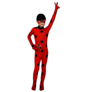 Planet Gates 4Pcs LadyBug Costume / S Kids Miraculous Ladybug Wig Bag Children Girls Adult Woman Ladybug Miraculous Costumes Lady Bug Zentai Suit Halloween Costumes