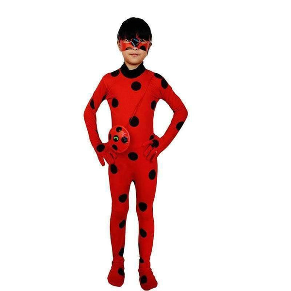 Planet Gates 4Pcs LadyBug Costume / S Kids Miraculous Ladybug Wig Bag Children Girls Adult Woman Ladybug Miraculous Costumes Lady Bug Zentai Suit Halloween Costumes