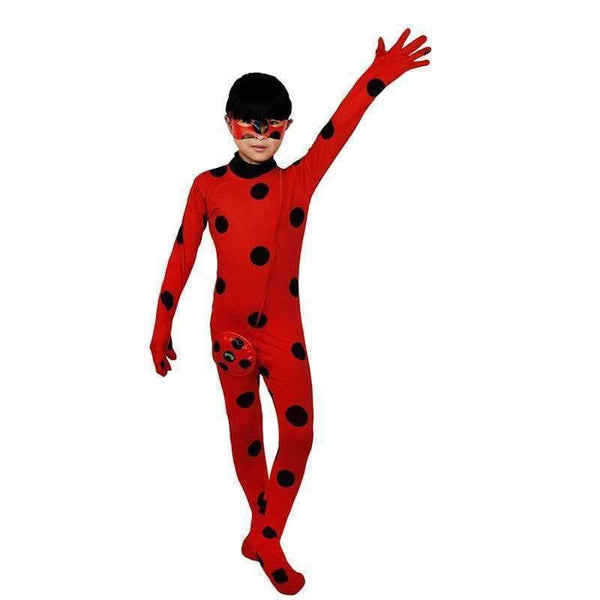 Planet Gates 4Pcs LadyBug Costume / S Kids Miraculous Ladybug Wig Bag Children Girls Adult Woman Ladybug Miraculous Costumes Lady Bug Zentai Suit Halloween Costumes