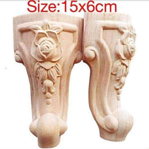 Planet Gates 4PCS/LOT 15x6CM  European Furniture Accessories Wood Carved Flower TV Cabinet Table Feets Foot Bathroom Cabinet Legs