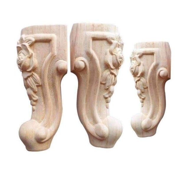 Planet Gates 4PCS/LOT 15x6CM  European Furniture Accessories Wood Carved Flower TV Cabinet Table Feets Foot Bathroom Cabinet Legs