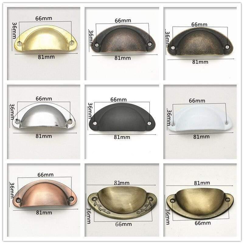 4pcs/lot Metal Kitchen Drawer Cabinet Door Handle Furniture Knobs Hardware Cupboard Antique Iron Shell Pull Handles