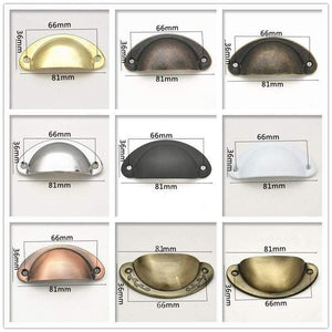 4pcs/lot Metal Kitchen Drawer Cabinet Door Handle Furniture Knobs Hardware Cupboard Antique Iron Shell Pull Handles