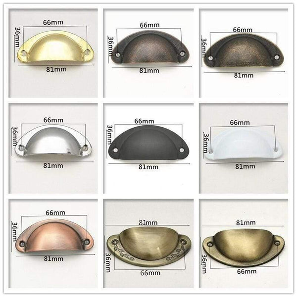 4pcs/lot Metal Kitchen Drawer Cabinet Door Handle Furniture Knobs Hardware Cupboard Antique Iron Shell Pull Handles