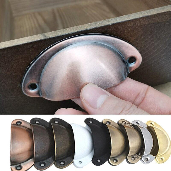 4pcs/lot Metal Kitchen Drawer Cabinet Door Handle Furniture Knobs Hardware Cupboard Antique Iron Shell Pull Handles