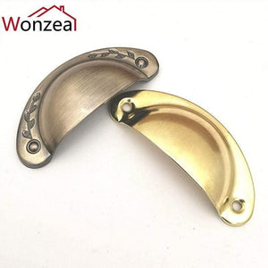 4pcs/lot Metal Kitchen Drawer Cabinet Door Handle Furniture Knobs Hardware Cupboard Antique Iron Shell Pull Handles